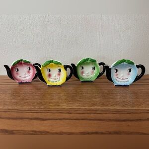 Anthropomorphic I'll Hold The Bag Fruit Ceramic Tea Bag 4 Holders MCM VTG